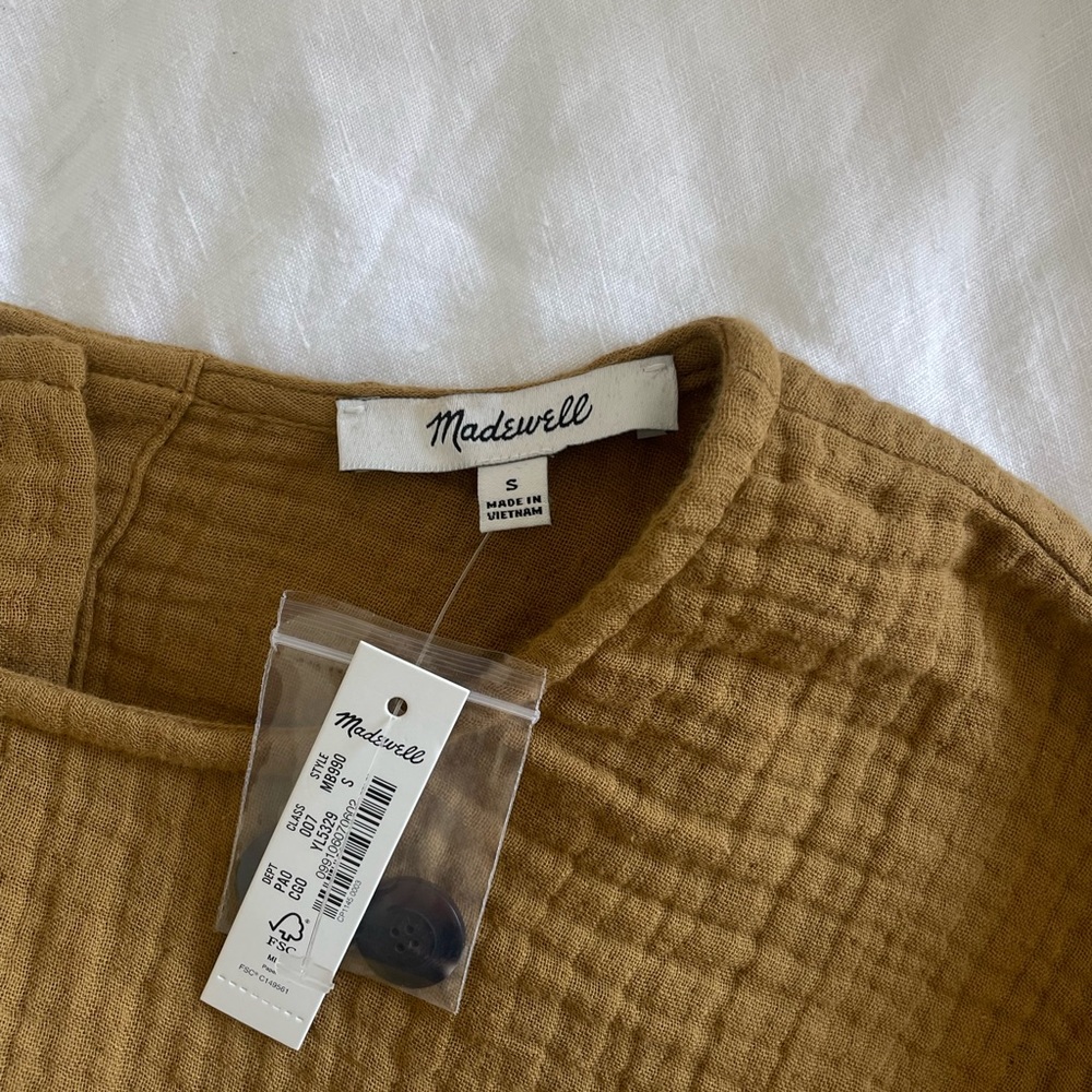 Mustard Cotton Gauze Peplum Blouse